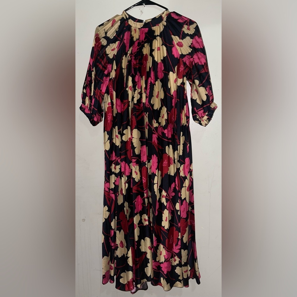 NWOT Christina Rohde Floral Pleated Oversize Boho Dress
